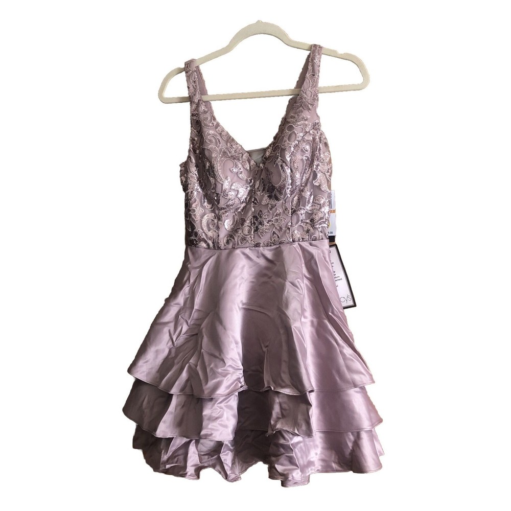 City Studio Juniors Dress Size 3 Mauve Party Pink Sequin Fit And Flare Lined NWT